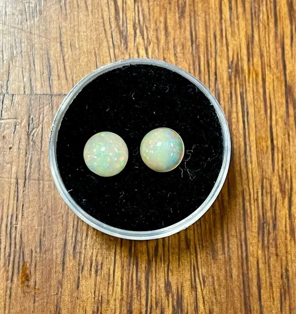 AAA+ Natural Gemstones (2.17 Carats 2 Pieces), Milky White Color Ethiopia Opal ABC Jewelries